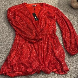 Boohoo Sparkling Red Sequin Dress